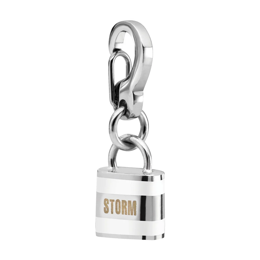 ENAMEL LOCK CHARM WHITE