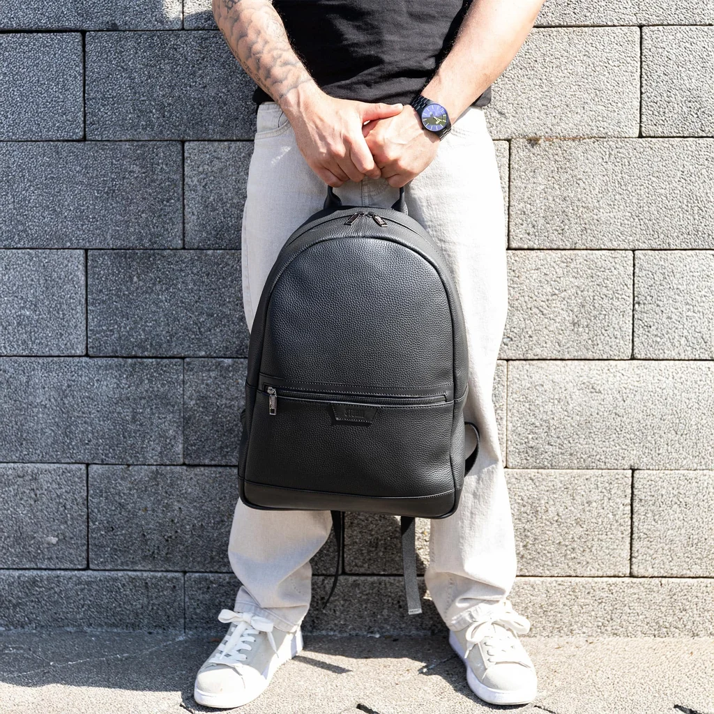 CARES LEATHER BACKPACK BLACK