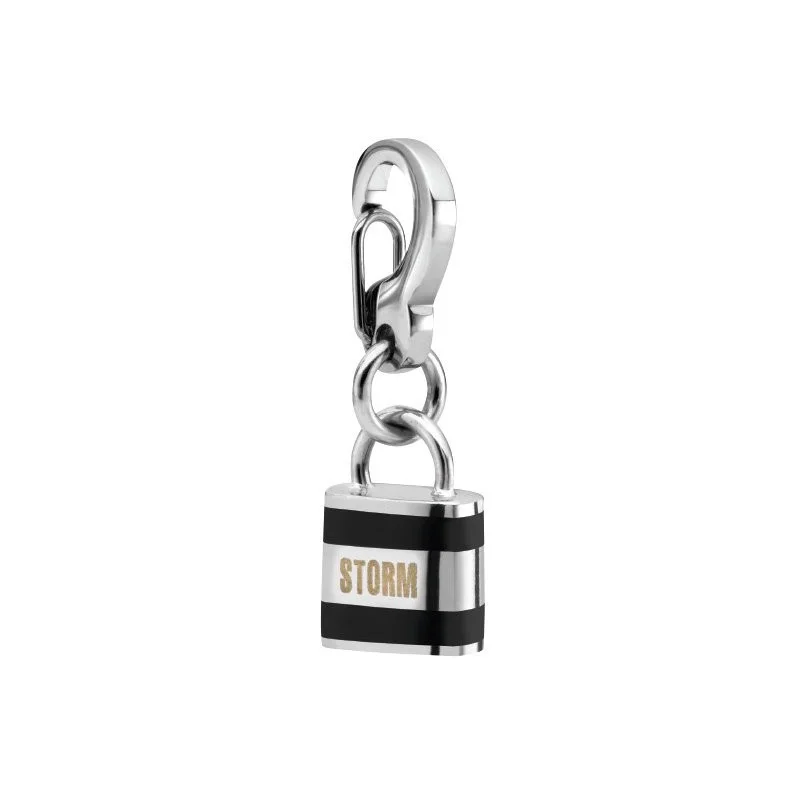 ENAMEL LOCK CHARM BLACK
