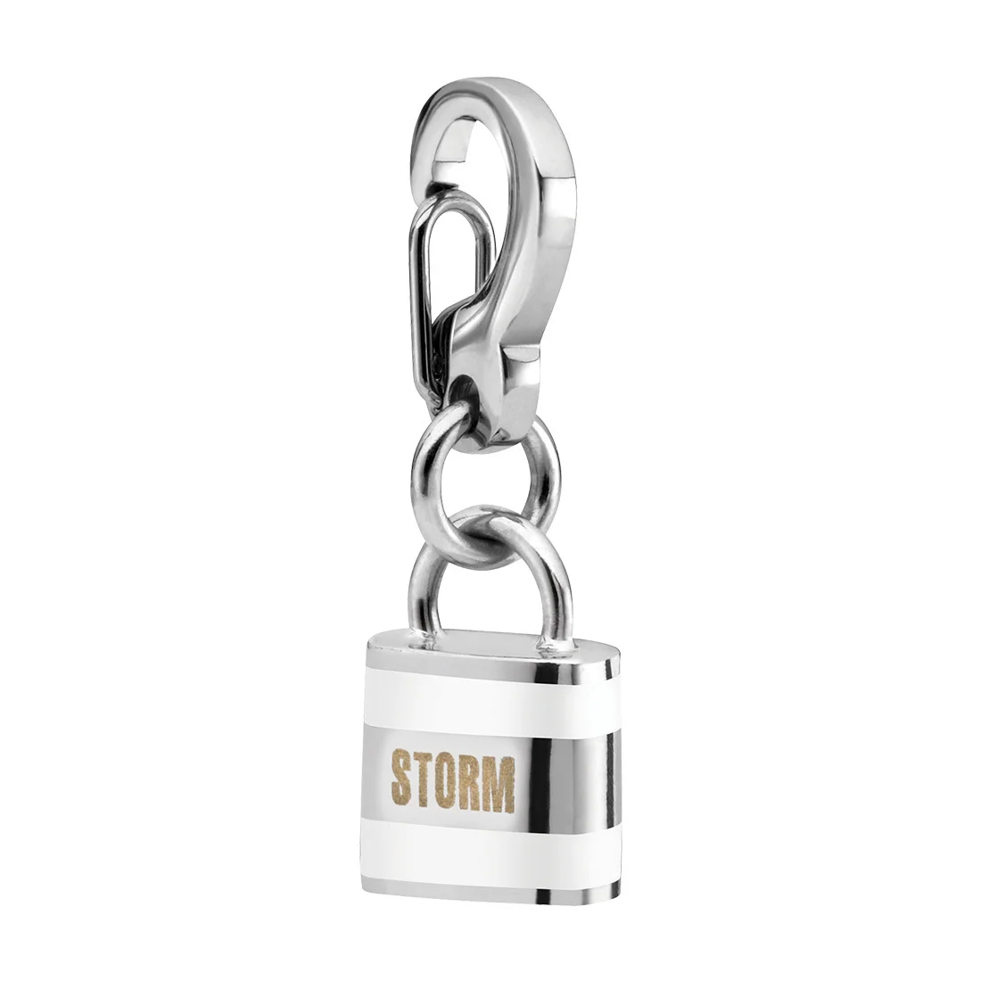 ENAMEL LOCK CHARM WHITE